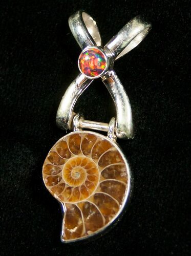 Stylish Ammonite Pendant - Sterling Silver #4530